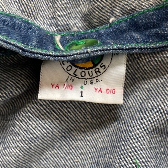 Vintage 90's Cross Colours Hooded Denim Jacket Indigo Green Stitching Made USA - Picture 8 of 12